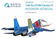  Quinta Studio  1/48 Sukhoi Su-27UB 3D-Printed & coloured Interior on decal paper OUT OF STOCK IN US, HIGHER PRICED SOURCED IN EUROPE QTSQD48181