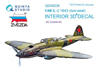  Quinta Studio  1/48 Ilyushin IL-2 1943 (two-seat) 3D-Printed & coloured Interior QTSQD48236