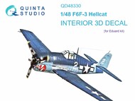  Quinta Studio  1/48 Interior 3D Decal - F6F-3 Hellcat (EDU kit) OUT OF STOCK IN US, HIGHER PRICED SOURCED IN EUROPE QTSQD48330