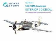  Quinta Studio  1/48 Grumman TBM-3 Avenger 3D-Printed & coloured Interior on decal paper (designed to be used with Academy and Accurate Miniature kits) QTSQD48385
