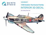  Quinta Studio  1/48 Hawker Hurricane family 3D-Printed & coloured Interior on decal paper (designed to be used with Hobby Boss kits) QTSQD48401