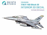  Quinta Studio  1/48 Lockheed-Martin F-16D block 50 3D-Printed & coloured Interior on decal paper (designed to be used with Kinetic Model (Kinetic 2022 tooled kits) QTSQD48408