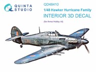  Quinta Studio  1/48 Hawker Hurricane Mk.IIc family 3D-Printed & coloured Interior on decal paper (designed to be used with Arma Hobby kits) QTSQD48410