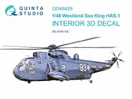  Quinta Studio  1/48 Interior 3D Decal - Sea King HAS.1 (AFX kit) QTSQD48429