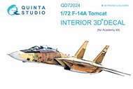  Quinta Studio  1/72 Grumman F-14A Tomcat 3D-Printed & coloured Interior on decal paper QTSQD72024