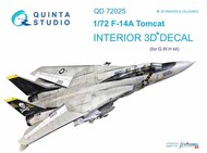  Quinta Studio  1/72 Grumman F-14A Tomcat 3D-Printed & coloured Interior on decal paper OUT OF STOCK IN US, HIGHER PRICED SOURCED IN EUROPE QTSQD72025