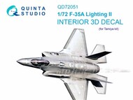  Quinta Studio  1/72 Lockheed-Martin F-35A Lighting II 3D-Printed & coloured Interior on decal paper OUT OF STOCK IN US, HIGHER PRICED SOURCED IN EUROPE QTSQD72051