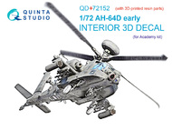  Quinta Studio  1/72 Bell/Boeing AH-64D early 3D-Printed & coloured Interior on decal pape QTSQD72152