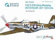  Quinta Studio  1/32 Interior 3D Decal - P-51D Mustang Early (TAM kit) Small Version QTSQDS32005