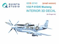  Quinta Studio  1/32 Interior 3D Decal - P-51D P-51K Mustang (DRA kit) Small Version QTSQDS32143