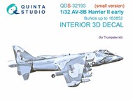  Quinta Studio  1/32 Interior 3D Decal - AV-8B Harrier II Early (BuNos up to 163852) (TRP kit) Small Version QTSQDS32193