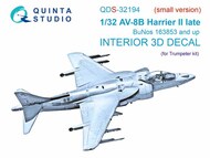  Quinta Studio  1/32 Interior 3D Decal - AV-8B Harrier II Late (BuNos 163853 and up) (TRP kit) Small Version QTSQDS32194