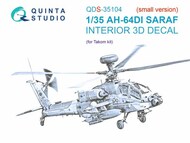  Quinta Studio  1/35 Interior 3D Decal - AH-64DI Saraf (TAK kit) Small Version OUT OF STOCK IN US, HIGHER PRICED SOURCED IN EUROPE QTSQDS35104