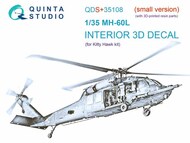 Quinta Studio  1/35 Sikorsky MH-60L 3D-Printed & coloured Interior on decal paper (designed to be used with Kitty Hawk Model kits) (Small version) (with 3D-printed resin parts) OUT OF STOCK IN US, HIGHER PRICED SOURCED IN EUROPE QTSQDS35108