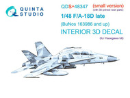  Quinta Studio  1/48 Interior 3D Decal - F-18D Hornet Late [BuNo 163986 and up] with Resin Parts (HAS kit) Small Version QTSQDS48347R