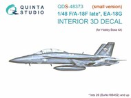  Quinta Studio  1/48 Interior 3D Decal - F-18F Super Hornet Late EA-18G Growler (HBS kit) Small Version QTSQDS48373
