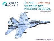  Quinta Studio  1/48 Interior 3D Decal - F-18F Super Hornet Early (HBS kit) Small Version QTSQDS48374