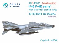  Quinta Studio  1/48 Interior 3D Decal - F-4E Early Phantom II with Retrofitted Slatted Wing (MNG kit) Small Version OUT OF STOCK IN US, HIGHER PRICED SOURCED IN EUROPE QTSQDS48387