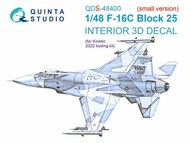  Quinta Studio  1/48 Interior 3D Decal - F-16C Block 25 Falcon (KIN kit) Small Version QTSQDS48400