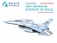  Quinta Studio  1/48 Interior 3D Decal - F-16D Block 50 Falcon (KIN kit) Small Version QTSQDS48408