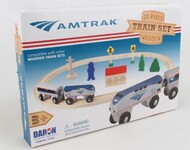 Amtrak Wooden Train Set (20pcs) (Magnetic Cars, Track & Access.) #RLT45