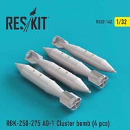 RBK-250-275 AO-1 Cluster bomb (4 pcs)as fitted to Sukhoi Su-25K/Su-25UB Frogfoot , Mikoyan MiG-21F-13/MiG-21MF/MiG-21UM/MiG-27 OUT OF STOCK IN US, HIGHER PRICED SOURCED IN EUROPE #RS32-0142