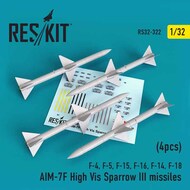  ResKit  1/32 AIM-7F High Vis Sparrow III missiles (4pcs)(F-4, F-5, F-15, F-16, F-14, F-18) RS32-0322