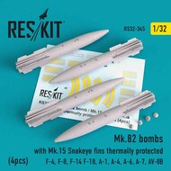  ResKit  1/32 Mk.82 bomb with Mk.15 Snakeye Fins thermally protected (4pcs)(F-4, F-8, F-14 F-18, A-1, A-4, A-6, A-7, AV-8B) OUT OF STOCK IN US, HIGHER PRICED SOURCED IN EUROPE RS32-0345