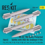  ResKit  1/32 Mk.82 Thermally Protected bombs with BSU-86 Snakeye II fins (4pcs) (F-4, F-5, f-8, F-15, F-16, F-18, A-1, A-4, A-6, A-7, A-10, Kfir) RS32-0347