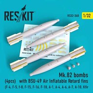  ResKit  1/32 Mk.82 bombs with BSU-49 Air Inflatable Retard fins (4pcs) (F-4, F-5, f-8, F-15, F-16, F-18, A-1, A-4, A-6, A-7, A-10, Kfir) RS32-0348