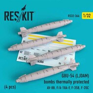  ResKit  1/32 GBU-54 (LJDAM) bombs thermally protected (4 pcs) (AV-8B Harrier, McDonnell-Douglas F/A-18A-F, Lockheed-Martin F-35B, F-35C) OUT OF STOCK IN US, HIGHER PRICED SOURCED IN EUROPE RS32-0366