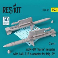  ResKit  1/32 AGM-88 'Harm' missiles with LAU-118 & adapter for Mikoyan MiG-29 (2 pcs) RS32-0391