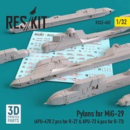 Pylons for Mikoyan MiG-29 (APU-470 2 pcs for R-27 & APU-73 4 pcs for R-73) #RS32-0402