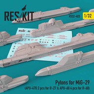  ResKit  1/32 Pylons for Mikoyan MiG-29 (APU-470 2 pcs for R-27 & APU-60 4 pcs for R-60) RS32-0403