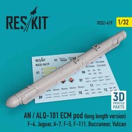  ResKit  1/32 AN / ALQ-101 ECM pod (long length version) ( McDonnell F-4, Jaguar, Vought A-7, F-5, General-Dynamics F-111, Buccaneer, Vulcan) (3D printing) RS32-0419