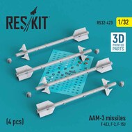 AAM-3 missiles (4 pcs) (McDonnell F-4EJ, Mitsubishi F-2, McDonnell F-15J Eagle) (3D-Printed) #RS32-0423