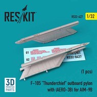  Reskit  1/32 AERO-3B Outboard AIM-9B Pylon for F-105 Thunderchief OUT OF STOCK IN US, HIGHER PRICED SOURCED IN EUROPE RS32-0427