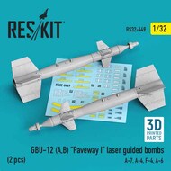 GBU-12 (A,B) 'Paveway I' laser guided bombs (2 pcs) (A-7, A-4, F-4, A-6) 3D-printed #RS32-0449