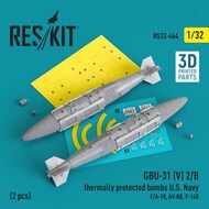  ResKit  1/32 GBU-31 (V) 2/B thermally protected bombs U.S. Navy (2 pcs) (F/A-18, AV-8B, Grumman F-14D) (3D-Printed) RS32-0464