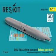 SUU-16A 20mm gun pod (close gun bay) wings mounting for F-4 Phantom II' (C,D) (1 pcs) (3D-Printed) #RS32-0467