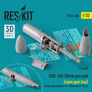 SUU-16A 20mm gun pod (open gun bay) wings mounting for F-4 Phantom II' (C,D) (1 pcs) (3D-Printed) #RS32-0468