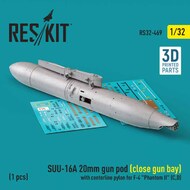 SUU-16A 20mm gun pod (close gun bay) with centerline pylon for F-4 Phantom II' (C,D) (1 pcs) (3D-Printed) #RS32-0469