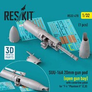 SUU-16A 20mm gun pod (open gun bay) with centerline pylon for 'F-4 'Phantom II' (C,D) (1 pcs) (3D-Printed) #RS32-0470