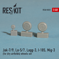  ResKit  1/48 Yakovlev Yak-7/Yak-9, Lavochkin La-5/La-7, LaGG-3, Polikarpov I-185, Mikoyan MiG-3 for dry airfields wheels set RS48-0031