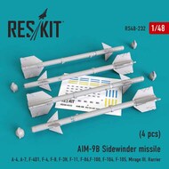  ResKit  1/48 AIM-9B Sidewinder missile (4 pcs) OUT OF STOCK IN US, HIGHER PRICED SOURCED IN EUROPE RS48-0232
