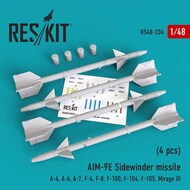  ResKit  1/48 AIM-9E Sidewinder missile (4 pcs) RS48-0234