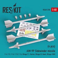  ResKit  1/48 AIM-9P Sidewinder missile (4 pcs) OUT OF STOCK IN US, HIGHER PRICED SOURCED IN EUROPE RS48-0238