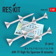  ResKit  1/48 AIM-7F High Vis Sparrow III missiles (4pcs) (F-4, F-5, F-15, F-16, F-14, F-18) RS48-0322