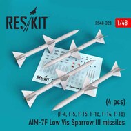  ResKit  1/48 AIM-7F Low Vis Sparrow III missiles (4pcs) (F-4, F-5, F-15, F-16, F-14, F-18) RS48-0323