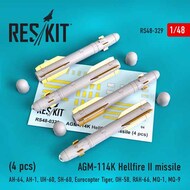  ResKit  1/48 AGM-114K Hellfire II missile (4 pcs) (AH-64, AH-1, UH-60, SH-60, Eurocopter Tiger, OH-58, RAH-66, MQ-1, MQ-9) OUT OF STOCK IN US, HIGHER PRICED SOURCED IN EUROPE RS48-0329
